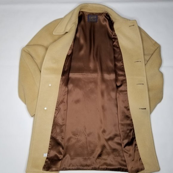 Pendleton Button Front Overcoat Long Jacket L Tan - Picture 5 of 8